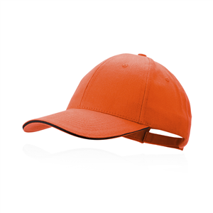 Cappello baseball personalizzabile in cotone 6 pannelli RUBEC MKT4675 - Arancio