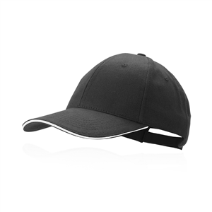 Cappello baseball personalizzabile in cotone 6 pannelli RUBEC MKT4675 - Nero