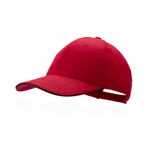 Cappello baseball personalizzabile in cotone 6 pannelli RUBEC MKT4675 - Rosso