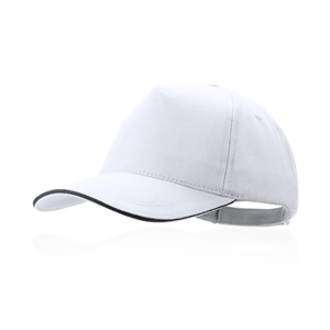 Cappellino baseball personalizzato in cotone 5 pannelli KISSE MKT4676 - Bianco