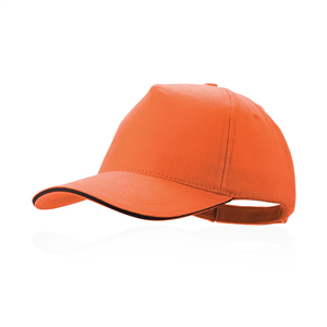 Cappellino baseball personalizzato in cotone 5 pannelli KISSE MKT4676 - Arancio