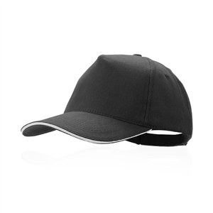 Cappellino baseball personalizzato in cotone 5 pannelli KISSE MKT4676 - Nero