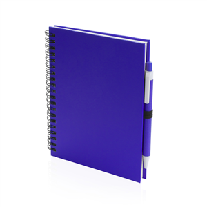 Quaderno personalizzato a spirale con copertina in cartone riciclato e penna in formato A5 KOGUEL MKT4729 - Blu