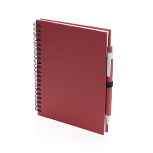 Quaderno personalizzato a spirale con copertina in cartone riciclato e penna in formato A5 KOGUEL MKT4729 - Rosso