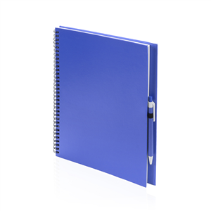 Quaderno a spirale con copertina in cartone riciclato e penna in formato A4 TECNAR MKT4730 - Blu