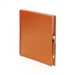 Quaderno a spirale con copertina in cartone riciclato e penna in formato A4 TECNAR MKT4730 - Arancio