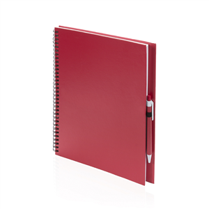 Quaderno a spirale con copertina in cartone riciclato e penna in formato A4 TECNAR MKT4730 - Rosso