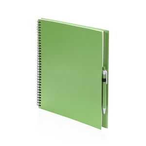 Quaderno a spirale con copertina in cartone riciclato e penna in formato A4 TECNAR MKT4730 - Verde