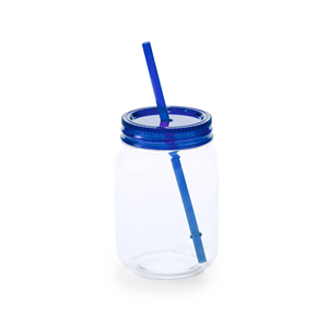 Bicchiere con cannuccia personalizzato 600 ml SIREX MKT4820 - Blu