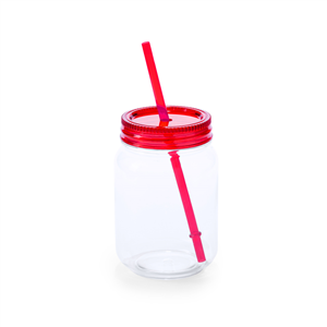 Bicchiere con cannuccia personalizzato 600 ml SIREX MKT4820 - Rosso