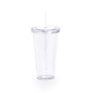 Bicchiere di plastica con cannuccia personalizzato 750 ml TRINOX MKT4874 - Trasparente