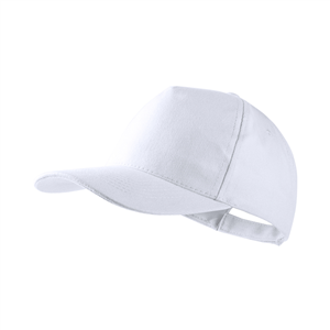 Cappellino baseball personalizzabile in cotone 5 pannelli BAYON MKT4901 - Bianco