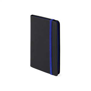 Taccuino personalizzato con elastico e copertina in poliuretano in formato A6 CLIBEND MKT5123 - Blu
