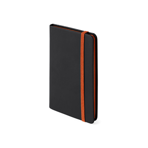 Taccuino personalizzato con elastico e copertina in poliuretano in formato A6 CLIBEND MKT5123 - Arancio