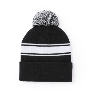 Cappello personalizzato invernale con ponpon BAIKOF MKT5592 - Nero