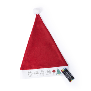 Cappello Babbo Natale personalizzato da bimbo con 4 pastelli RUPLER MKT5598 - Rosso