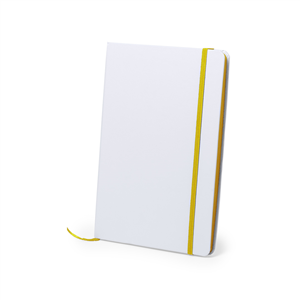Quaderno personalizzato con portapenna e copertina con elastico in formato A5 KAFFOL MKT5672 - Giallo