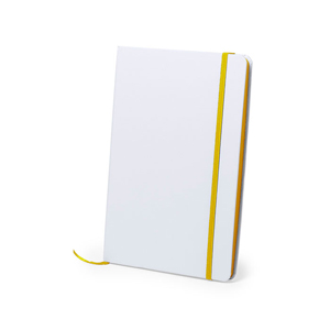 Quaderno personalizzato con portapenna e copertina con elastico in formato A5 KAFFOL MKT5672 - Giallo