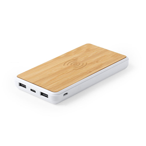 Power bank wireless da 8000 mAh in bamboo DICKENS MKT6273 - Neutro