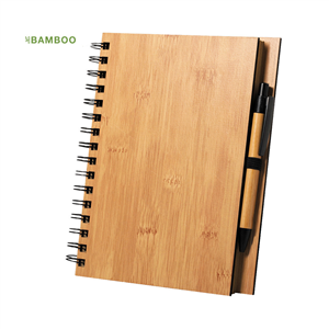 Quaderno a spirale con copertina in legno e penna in formato A5 POLNAR MKT6401 - Neutro