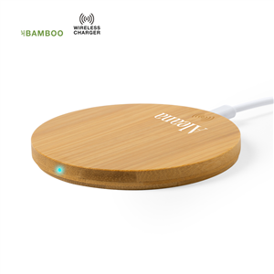 Caricatore wireless personalizzato in bamboo HEBANT MKT6522 - Neutro