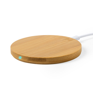 Caricatore wireless personalizzato in bamboo HEBANT MKT6522 - Neutro