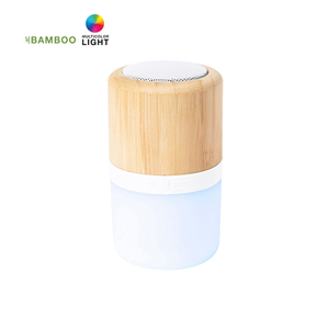 Speaker Bluetooth personalizzato con LED intelligente in bamboo KEVIL MKT6528 - Neutro