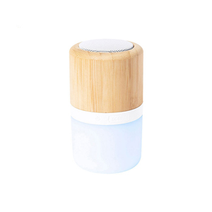 Speaker Bluetooth personalizzato con LED intelligente in bamboo KEVIL MKT6528 - Neutro