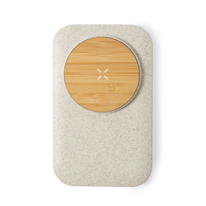 Caricatore wireless personalizzato in ABS e paglia di grano CLAUDIX MKT6536 - Naturale