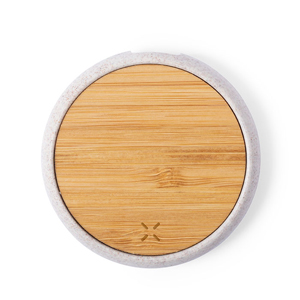 Caricabatterie wireless personalizzato in paglia di grano e bamboo FIORE MKT6668 - Naturale