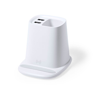 Porta penne con power bank e caricabaterie wireless PEKON MKT6737 - Bianco