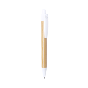 Penna a sfera in cartone riciclato e PLA compostabile HELOIX MKT6771 - Bianco