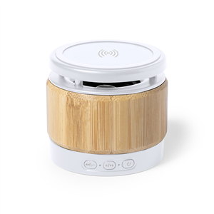 Speaker Bluetooth personalizzato in bamboo ZAKROX MKT6776 - Bianco