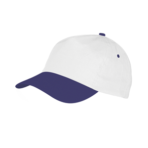 Cappellino baseball personalizzato in cotone 5 pannelli SPORT MKT8072 - Bianco - Blu