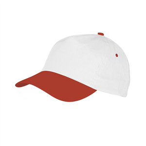 Cappellino baseball personalizzato in cotone 5 pannelli SPORT MKT8072 - Bianco - Rosso