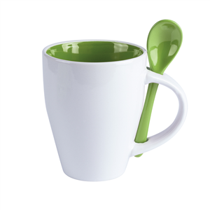 Tazza personalizzata in ceramica con interno colorato e cucchiaino 350 ml COTES MKT9459 - Verde