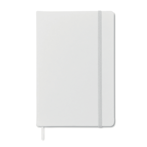 Taccuino promozionale con elastico e copertina in poliuterano soft in formato A5 ARCONOT MO1804 - Bianco
