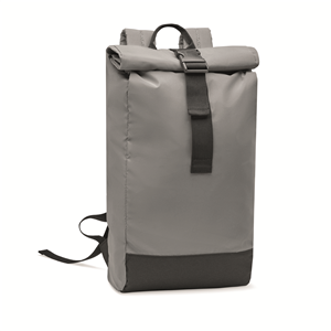 Zaino rolltop porta pc in tessuto riflettente BRIGHT ROLLPACK MO2056 - Silver Opaco