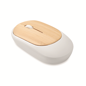 Mouse senza fili personalizzato in bamboo CURVY BAM MO2085 - Bianco
