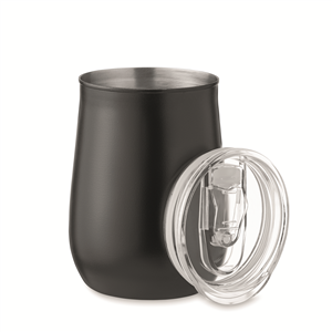 Bicchiere riutilizzabile in acciaio inox riciclato con coperchio 500ml URSA MO2090 - Nero