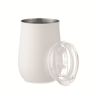 Bicchiere riutilizzabile in acciaio inox riciclato con coperchio 500ml URSA MO2090 - Bianco