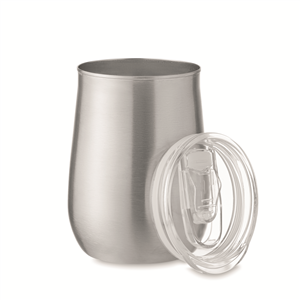 Bicchiere riutilizzabile in acciaio inox riciclato con coperchio 500ml URSA MO2090 - Silver Opaco