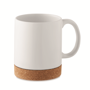 Tazza mug sublimatica in ceramica e sughero 280ml KAROO SUBLIM MO2102 - Bianco