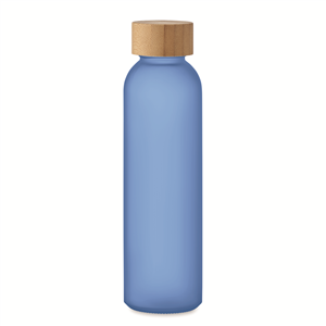 Bottiglia in vetro smerigliato e tappo in legno 500ml ABE MO2105 - Blu Traslucido