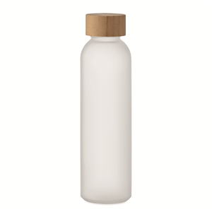 Bottiglia in vetro smerigliato e tappo in legno 500ml ABE MO2105 - Bianco Traslucido