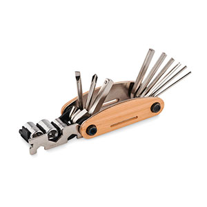 Utensile tascabile multifunzione in acciaio e bamboo MANO MO2139 - Legno