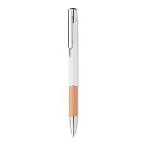 Penna in alluminio con impugnatura in bamboo SPARTA MO2159 - Bianco