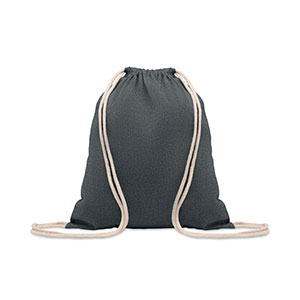 Borsa con coulisse in cotone riciclato 140gr con manici extra corti MUJIKA MO2189 - Nero