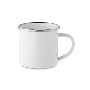 Tazza vintage in metallo e smalto da 200 ml PLATEADO S MO2202 - Bianco