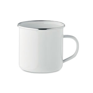 Tazza vintage in metallo e smalto da 500 ml PLATEADO L MO2203 - Bianco